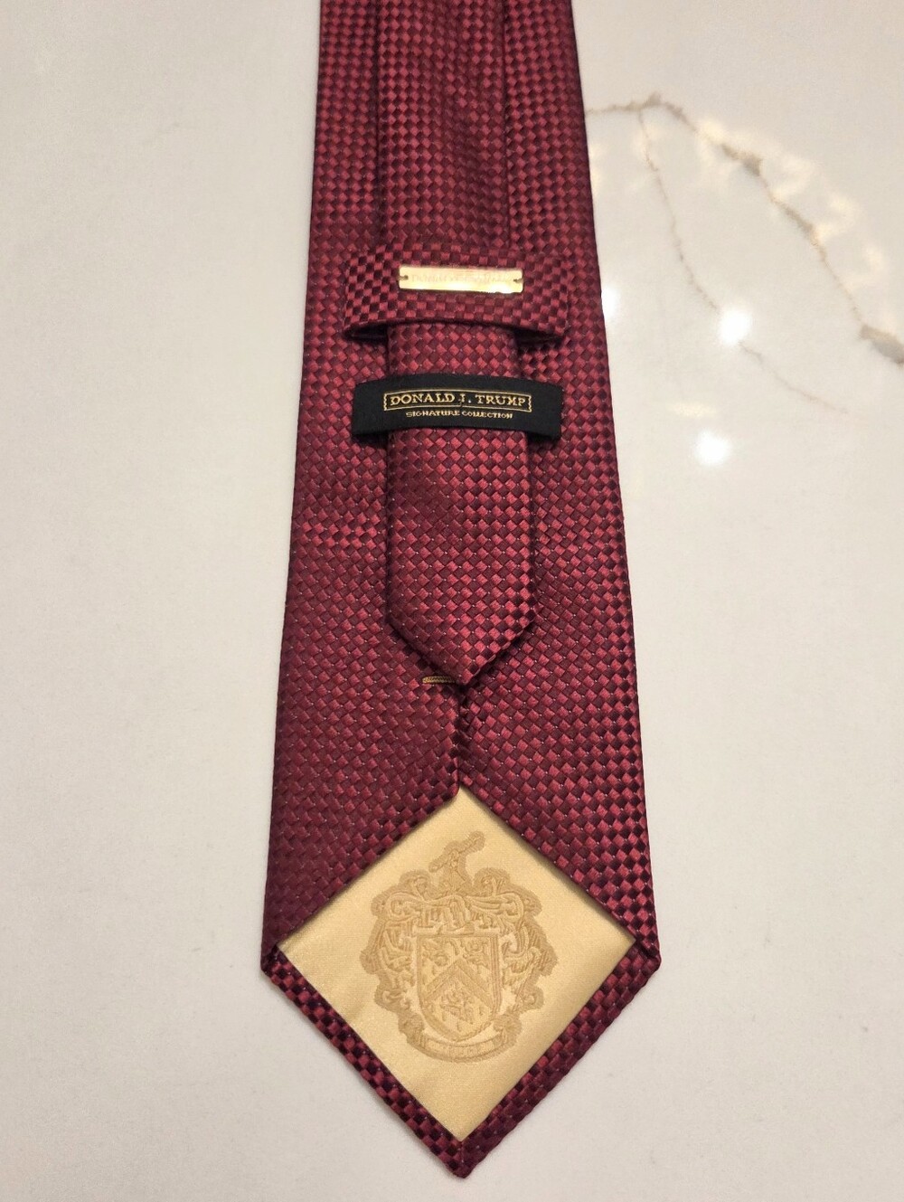 Donald J. Trump Signature Collection Silk Tie Burgundy Geometric President
